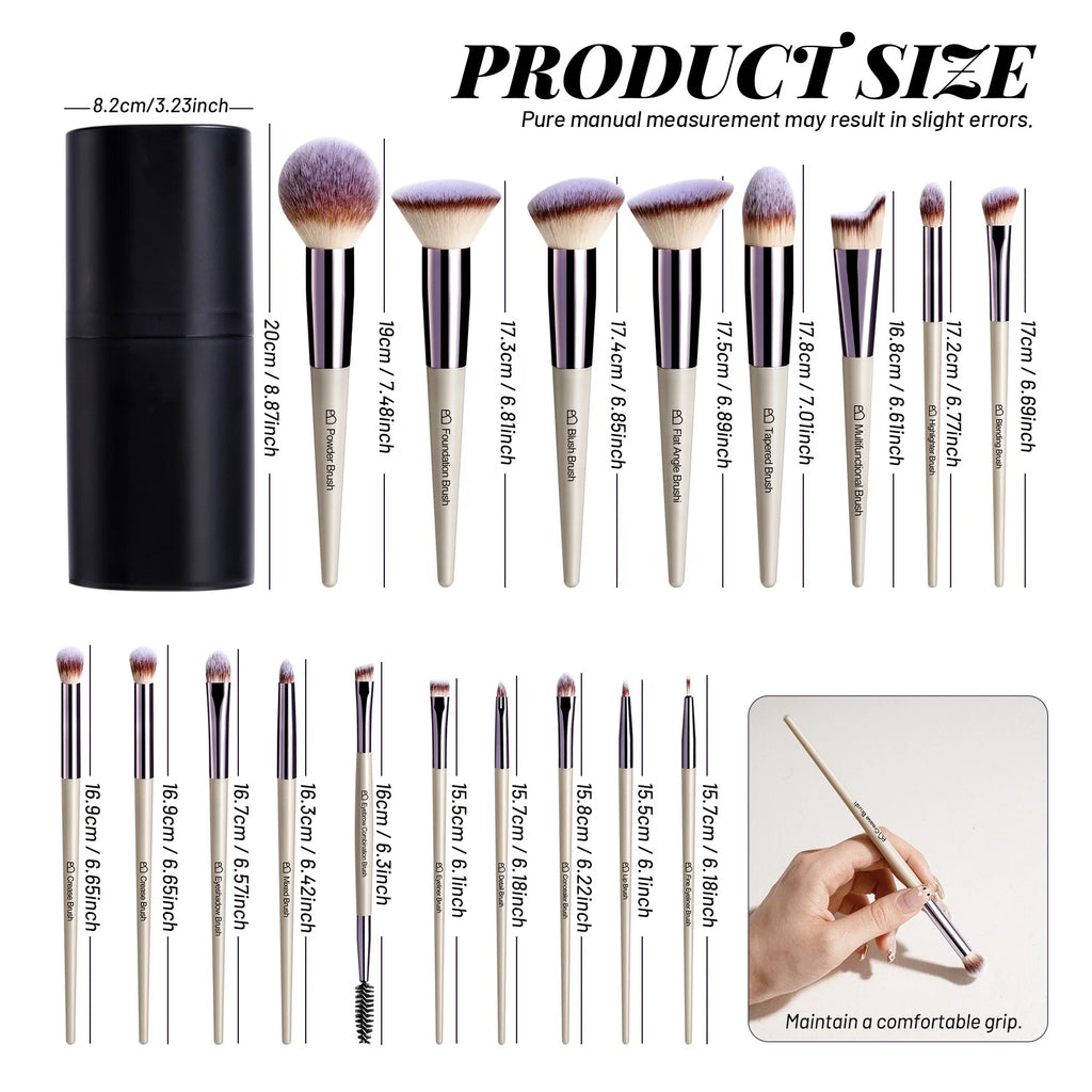 Set de Brochas de Maquillaje 18 Piezas | Veganas y Doradas