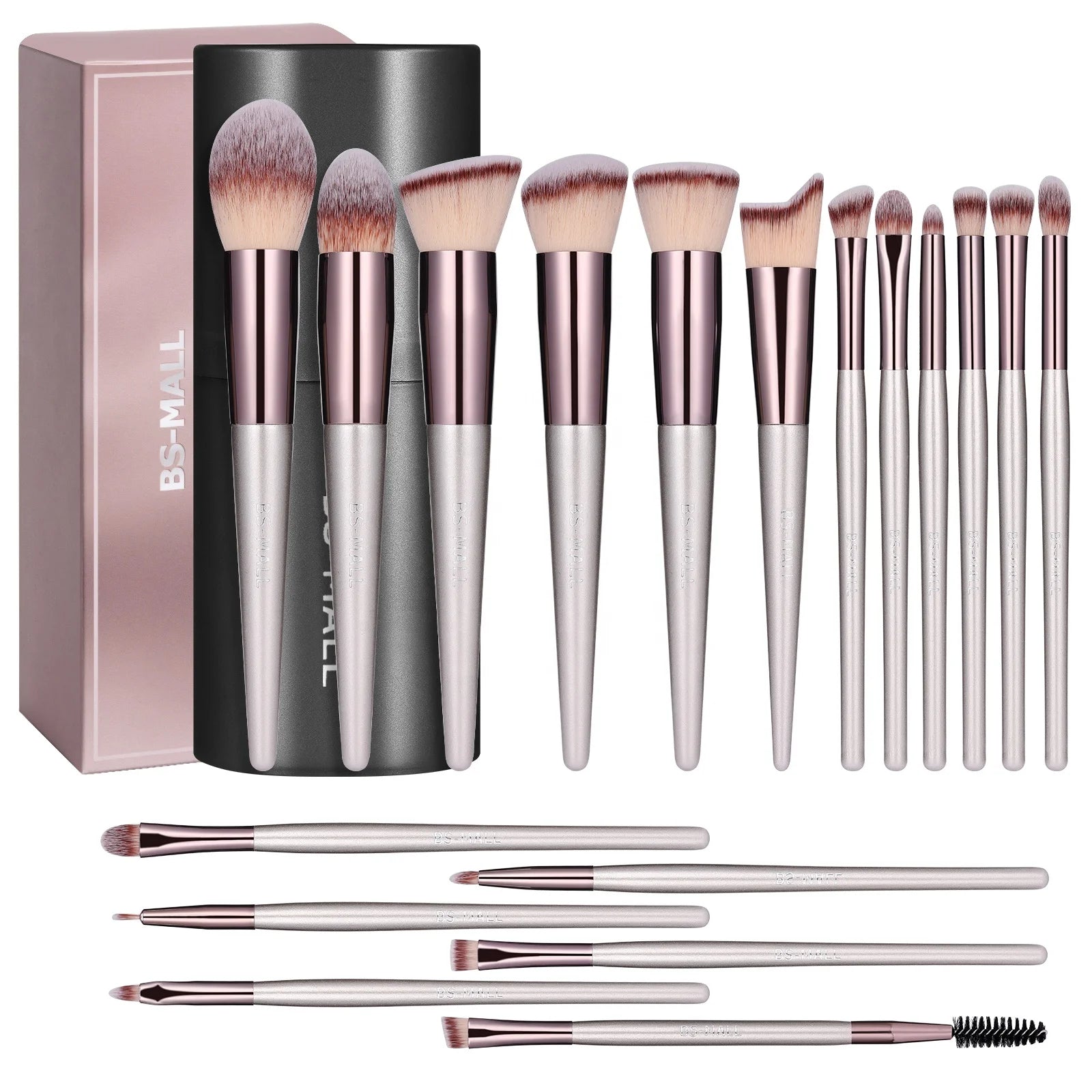 Set de Brochas de Maquillaje 18 Piezas | Veganas y Doradas