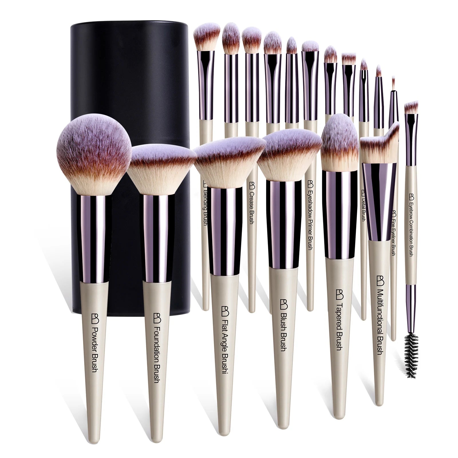 Set de Brochas de Maquillaje 18 Piezas | Veganas y Doradas