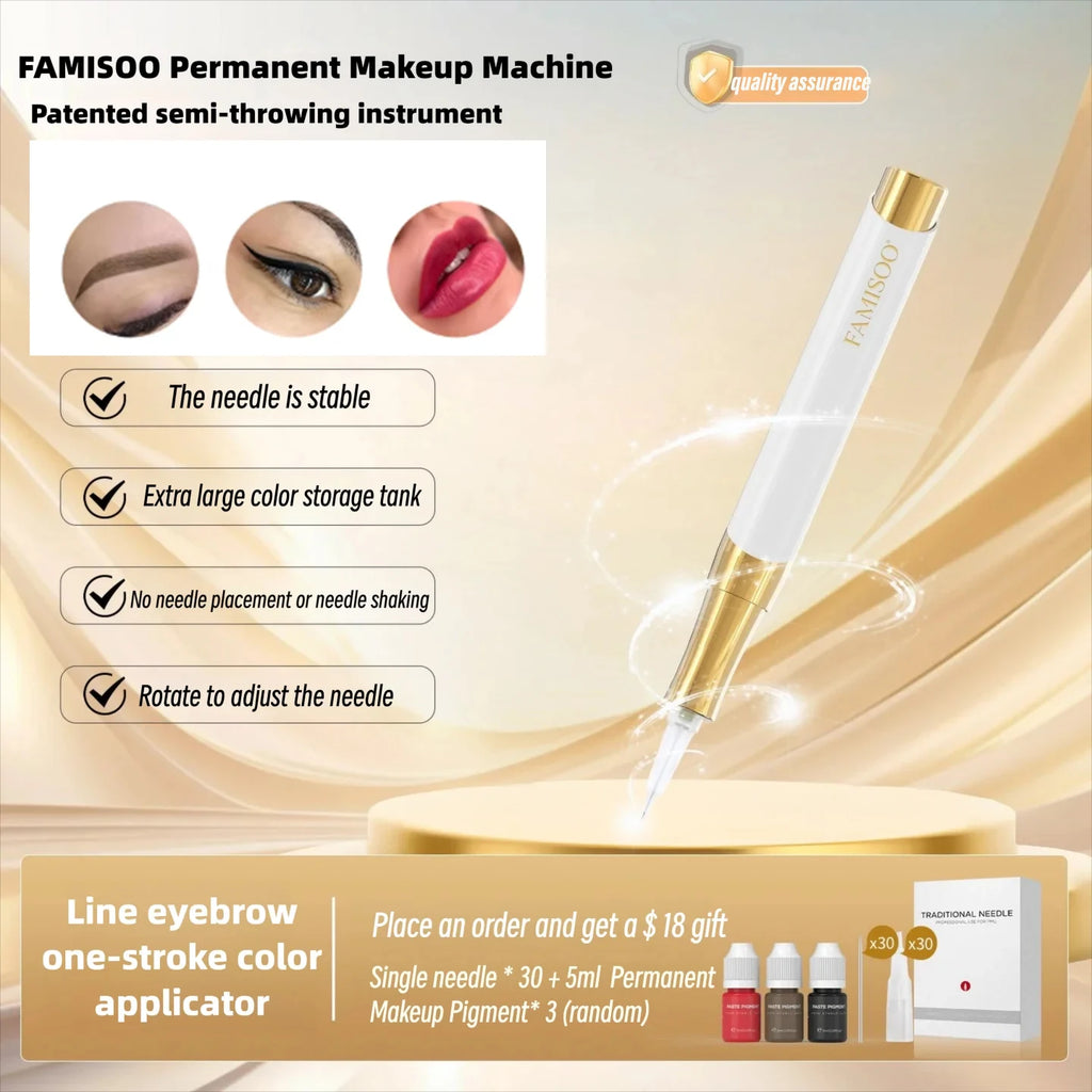 Pluma Microblading Semipermanente | Máquina PMU + 30 Agujas
