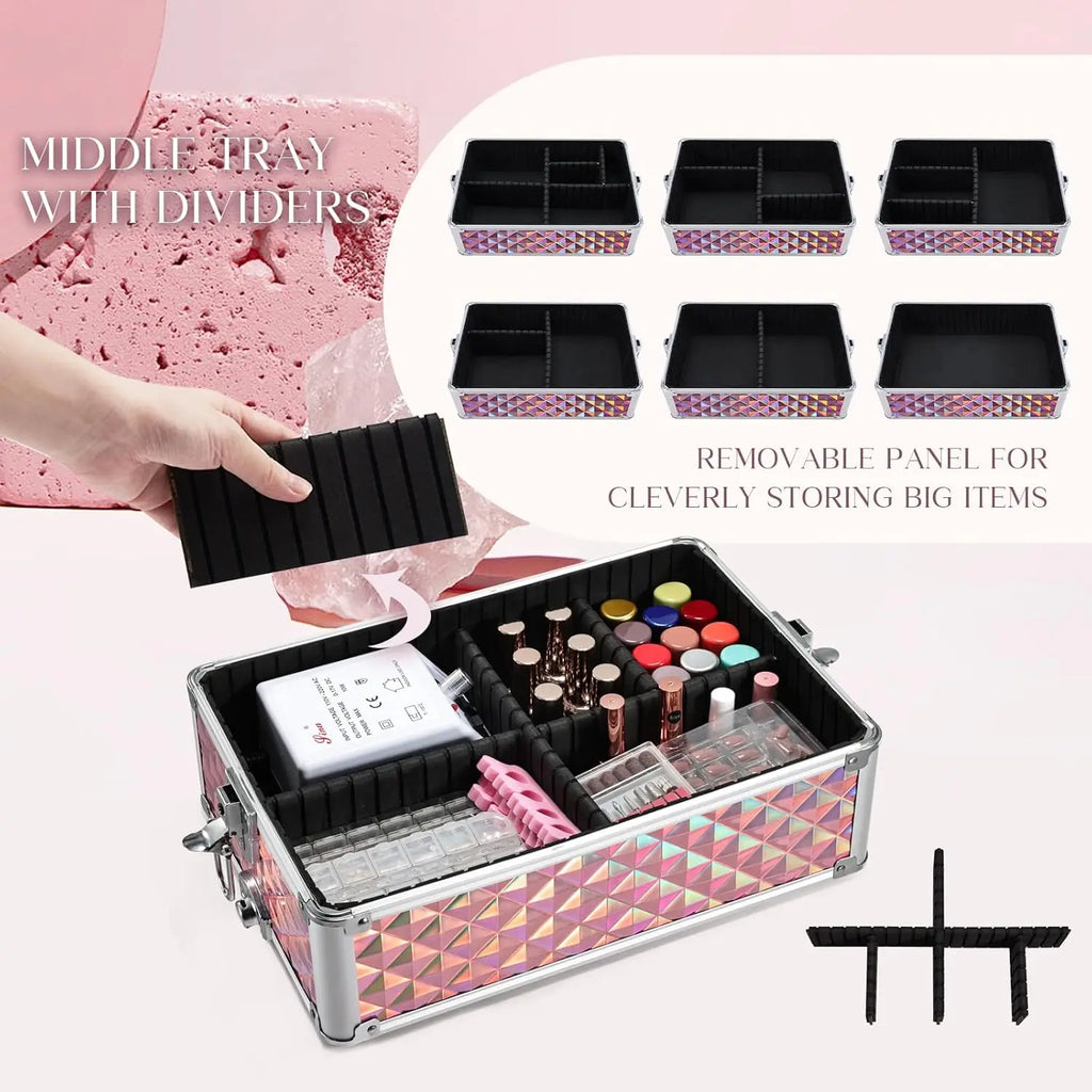 Maletín Trolley Maquillaje Profesional con Ruedas | 3 en 1