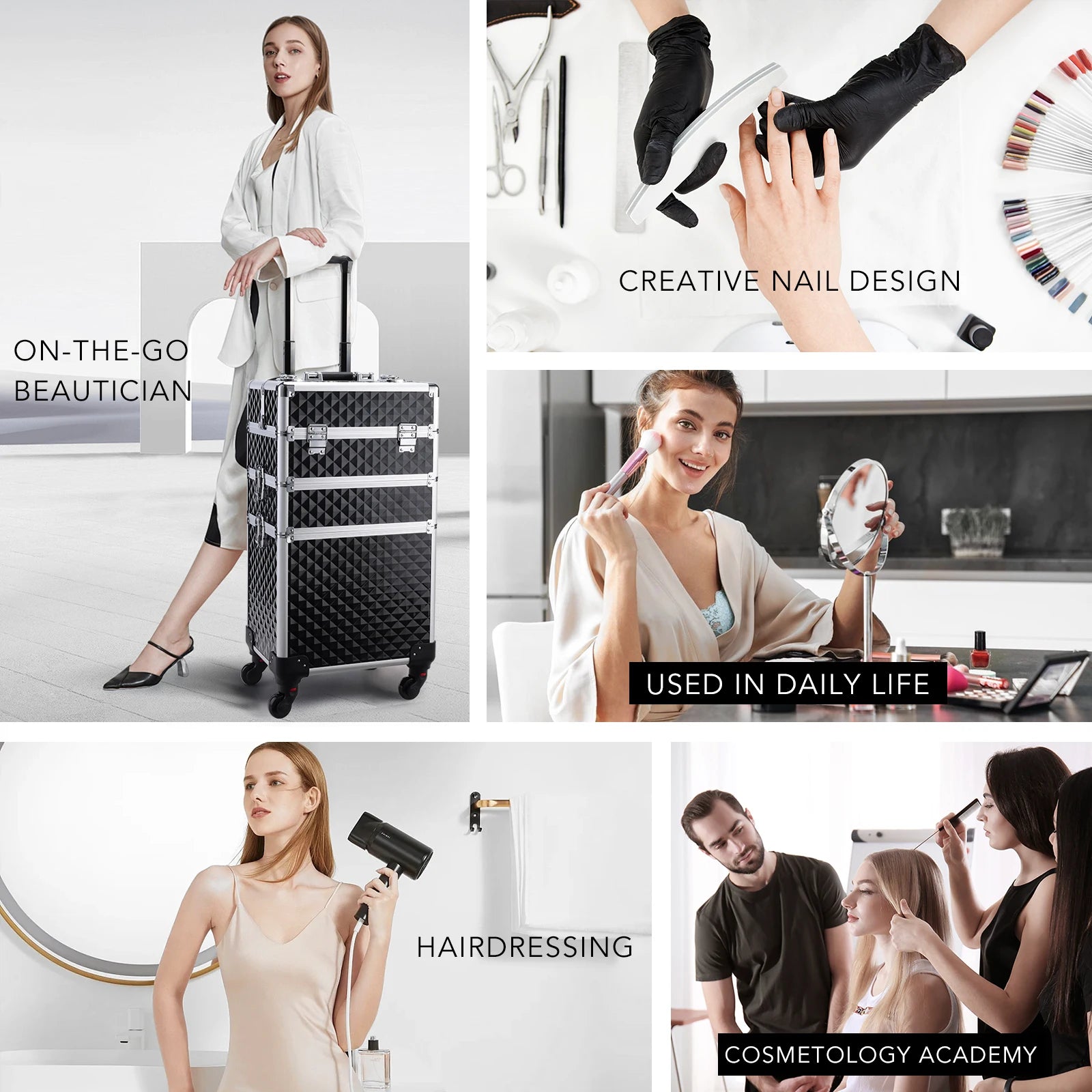 Maletín Trolley Maquillaje Profesional con Ruedas | 3 en 1